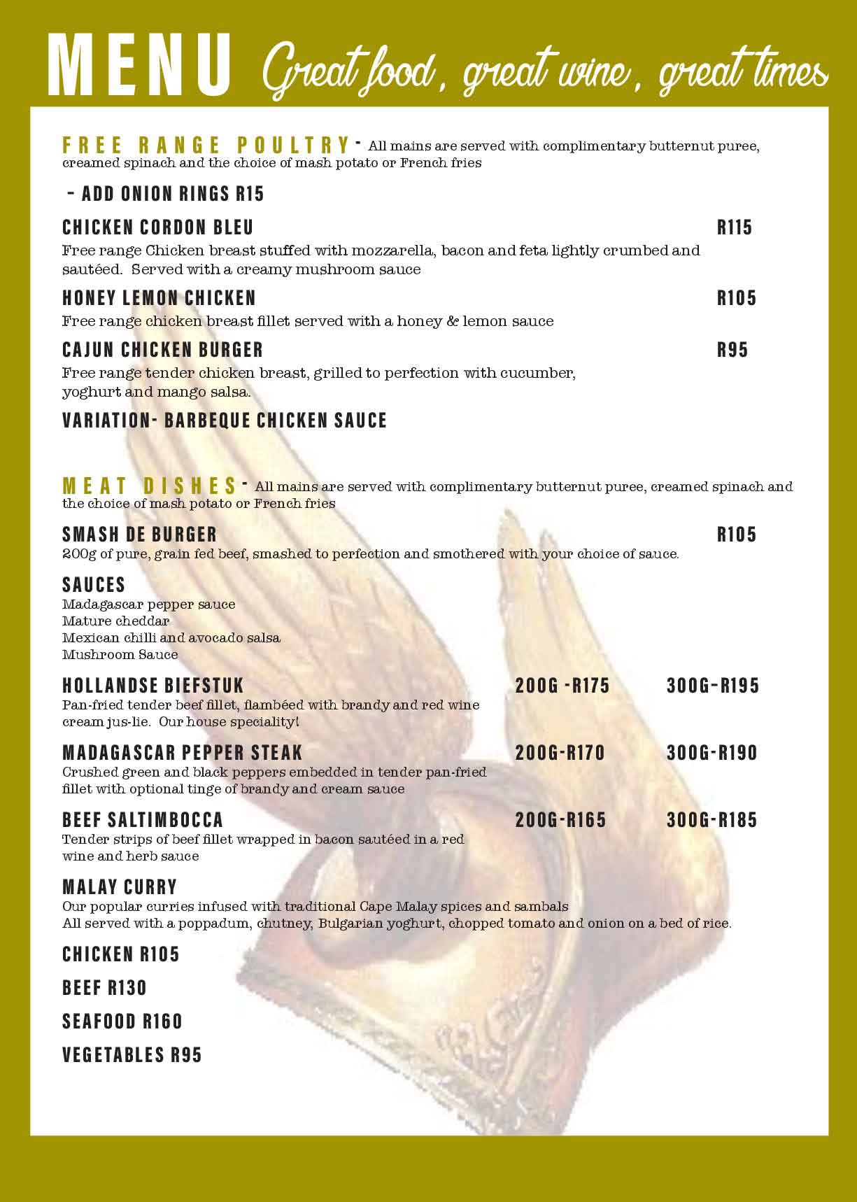 Monkey Valley Resort | Menu Page 3