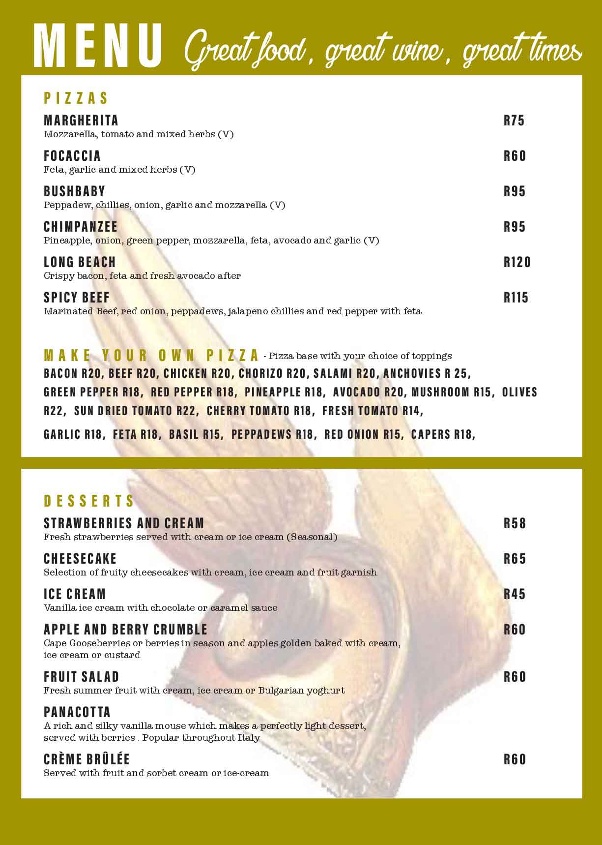 Monkey Valley Resort | Menu Page 5